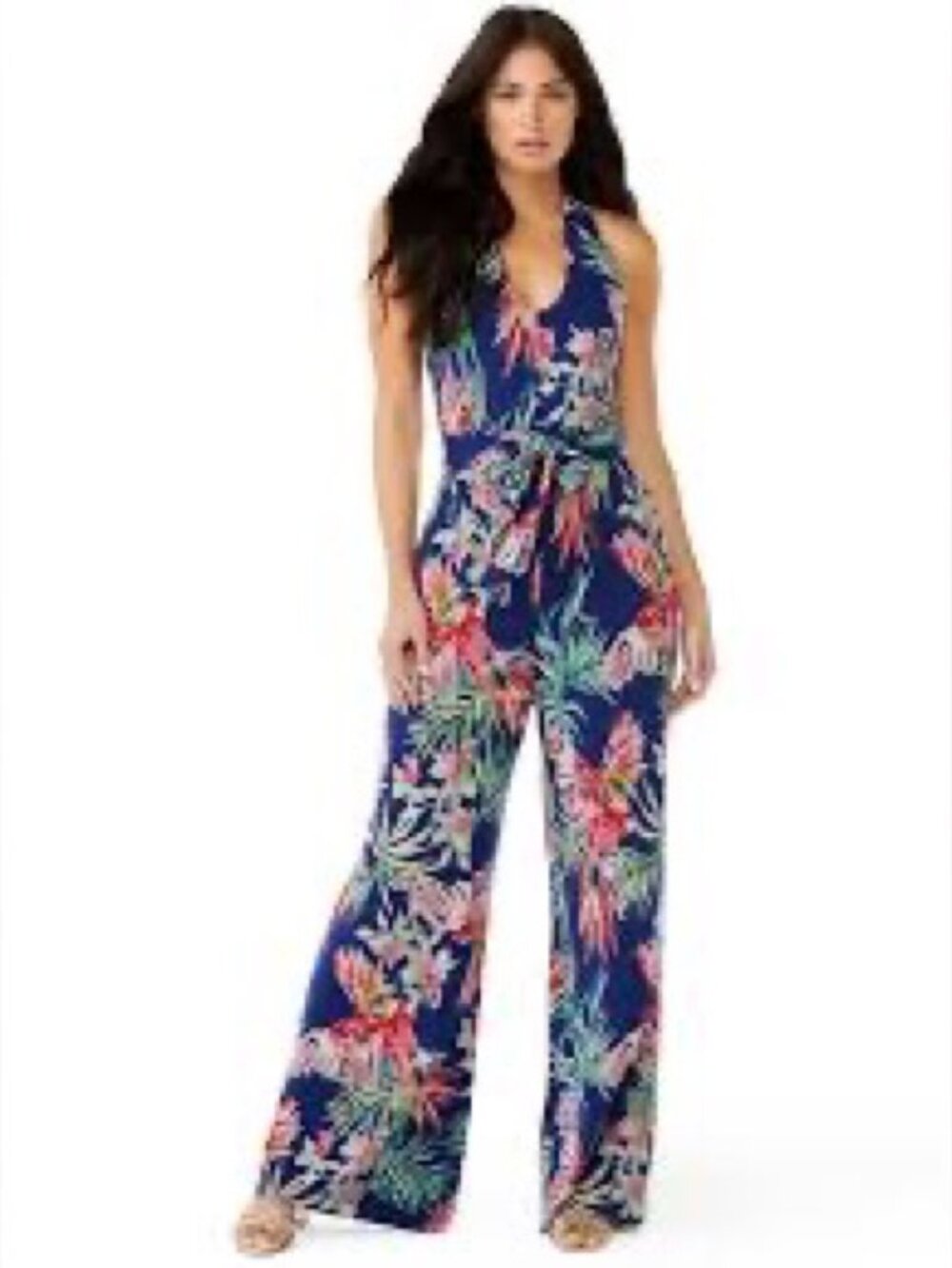 Sofia by Sofia Vergara Navy Floral Halter Jumpsuit XL